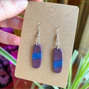 Burgundy & Blue Stripe Earrings